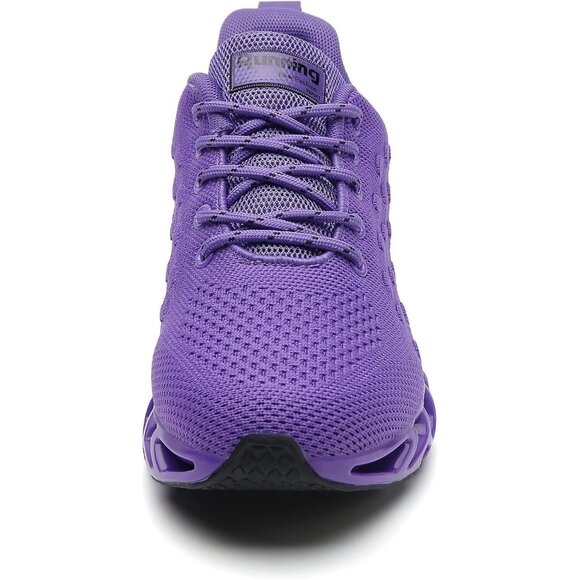 Women's Dark Purple Walking Running Tennis Non Slip Athletic Sneakers Shoes - Picture 4 of 5